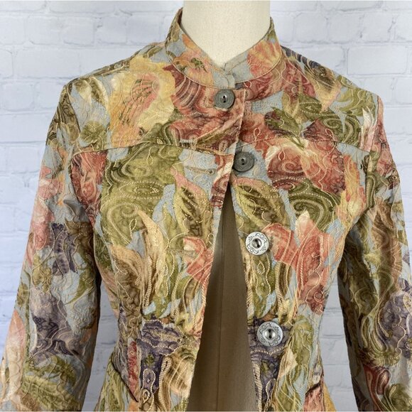 ⭐ 3/$15 Vintage Y2K Analogy Anthropology Petite Multicolored Floral Embroidered - Picture 3 of 14